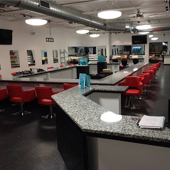 Blow Dry Lounge Fitchburg front counter and seating area of electrical work 