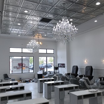 Blow Dry Lounge Fitchburg lounge area of electrical work 